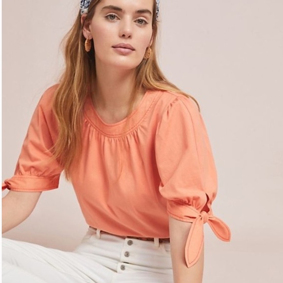 Anthropologie Tops - NWOT Anthropologie Tie Sleeve Peach Top